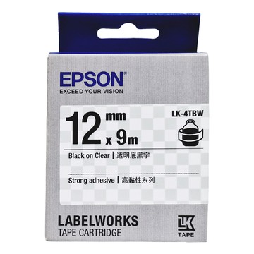 EPSON 愛普生 台灣公司貨 Transparent 標籤帶 LK-4TBW C53S654411 12mm  透明底 + 黑字  9m