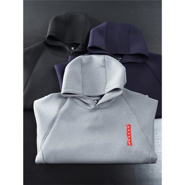 日系空氣層寬松休閑連帽衛衣 外貿男士太空棉帽衫春季彈力上衣