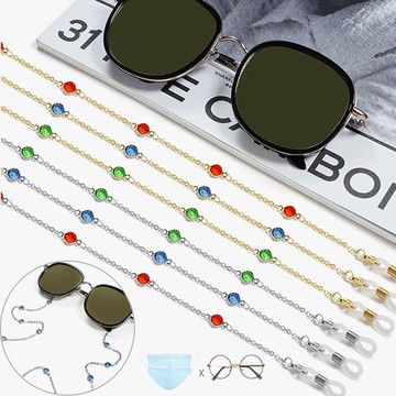 seoul show首爾秀 三色水鑽兩用口罩掛繩鏈墨鏡平光眼鏡鍊老花近視防丟鍊