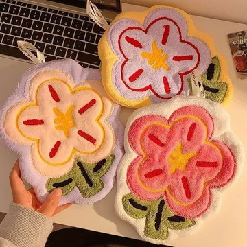 Chic🔥可愛花花擦手巾 珊瑚絨毛巾 有錢花擦手布 可愛珊瑚絨擦手巾 加厚 可掛式擦手巾 不掉毛 超吸水 擦手毛巾
