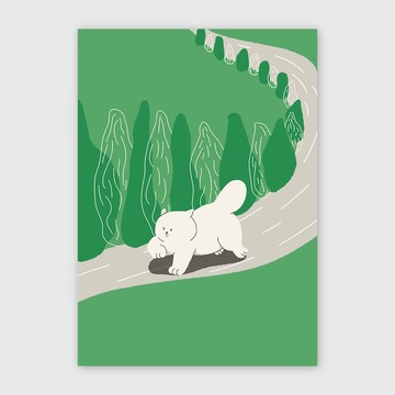 大貓插畫海報行走