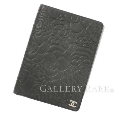 シャネル 手帳カバー カメリア 黒 ココマーク ラムスキン CHANEL