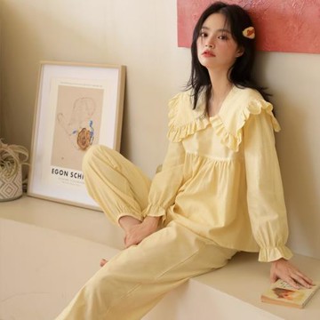 睡衣女春秋季冬可外穿家居服甜美套裝長袖長褲純棉2024新款ins風