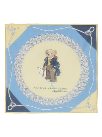 Polo Ralph Lauren - Polo Bear-print square scarf - women - Mulberry Silk/Cotton - One Size - Blue