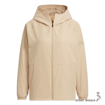 Adidas 連帽外套 女裝 抓絨 抽繩腰身 奶茶【運動世界】JM8813