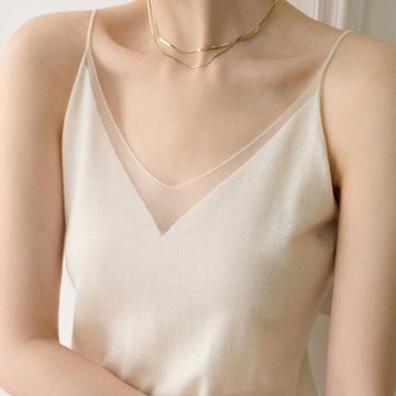 絕美小吊帶背心女外穿夏季美背西裝內搭打底v領網紗chic上衣甜辣