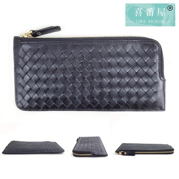 【喜番屋】羊皮手工編織L型拉鍊長夾【KN117】真皮 手拿包 女夾 零錢包 錢包