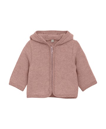 素面桃紅羊毛長袖連帽外套92cm