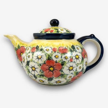 波蘭手繪手工陶-茶壺 1300ML 波蘭快樂系列 設計師款