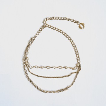 【蛋植物古著】珍珠綴飾金屬古著腰鍊