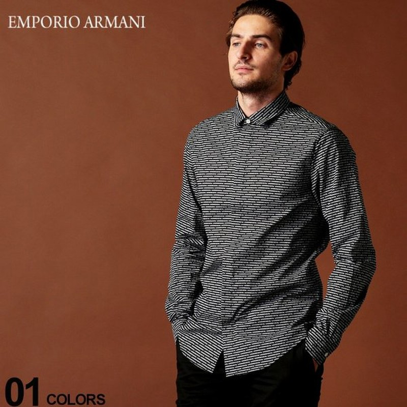 エンポリオ アルマーニ Emporio Armani シャツ 長袖 ロゴ ボーダー 比翼 ナローカラー ブランド メンズ トップス コットン Ea6g1c651n6vz 通販 Lineポイント最大0 5 Get Lineショッピング