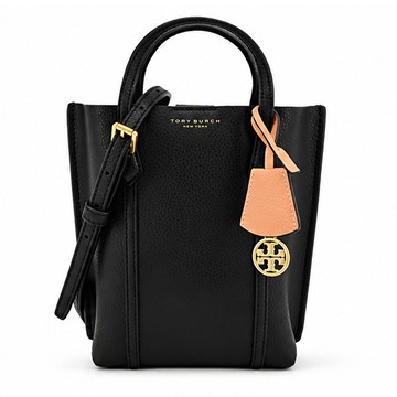 TORY BURCH PERRY荔枝紋雙層手提/斜背兩用包-迷你/黑