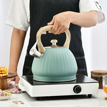 3.5L升防燙南瓜壺鳴笛燒水壺 木紋柄 鳴音水壺 鳴音水壺 櫸木手柄 煮水壺 茶壺 燒水壺 家用響水壺 咖啡泡茶