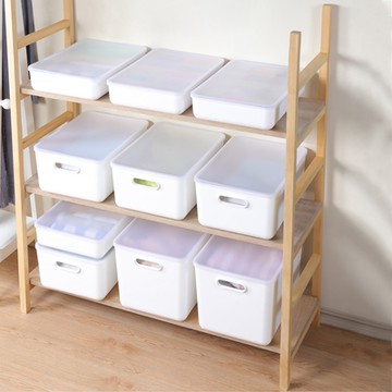 KEYWAY 聯府 日系純白無雙層架豪華組附蓋收納盒-10入組