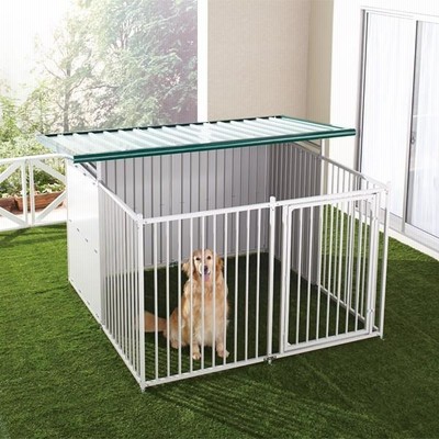 犬 屋外用サークル 8面 高さ：ノーマル 屋根サイズ：Ｍ （幅182×奥行182×全高136cm）野外 屋外 柵 ハウス 犬舎 家 檻 中型犬 大型犬 多頭飼い 国産