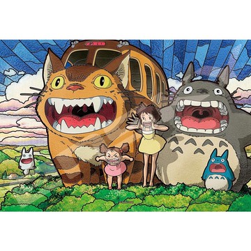 真愛日本 宮崎駿 吉卜力 日本製 琉璃拼圖 300P 天空吶喊 龍貓totoro 水晶拼圖 透明PVC拼圖 益智遊戲 收藏 擺飾
