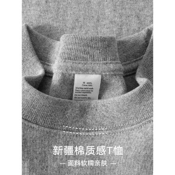 灰色系 250g重磅短袖T恤男夏季純棉小領口休閑復古半袖打底衫