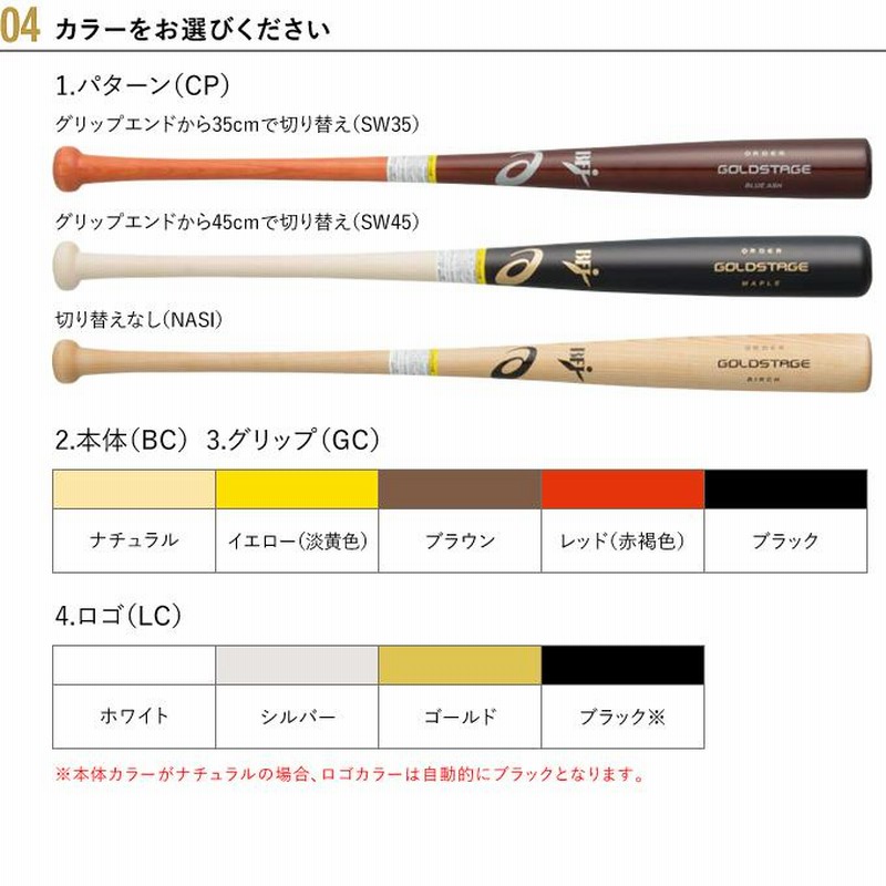 受注生産＞アシックス（asics） BB2KWA 硬式用木製オーダー