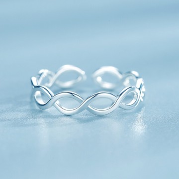 925純銀開口麻花戒指女鏤空繞線食指戒少女心ins超仙編織關節戒