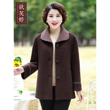 胖媽媽毛呢外套秋冬新款加肥加大碼高貴洋氣奶奶上衣中老年人女裝