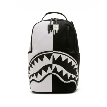 SPRAYGROUND 個性黑白拼接鋸齒鯊大容量後背包 白色 G683861