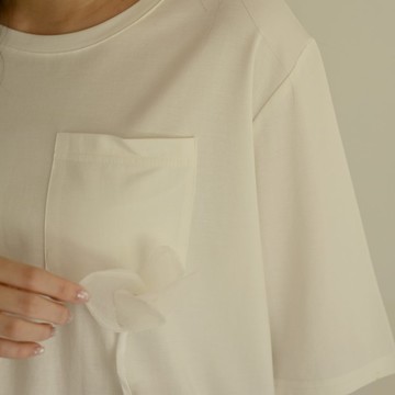 立面花-短袖上衣-白色