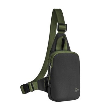 《TRAVELON》Voyages 3層防盜胸背包-苔黑-- 斜背包 胸包 防偷防搶包 單肩包