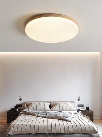 原木日式房間led吸頂燈臥室燈現代簡約圓形北歐過道走廊陽臺燈飾