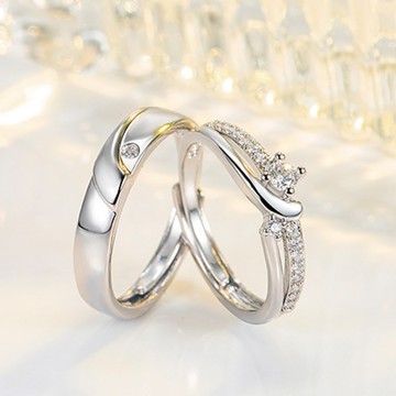 【Sayaka紗彌佳】925純銀沈醉幸福鑲鑽造型對戒  開口戒