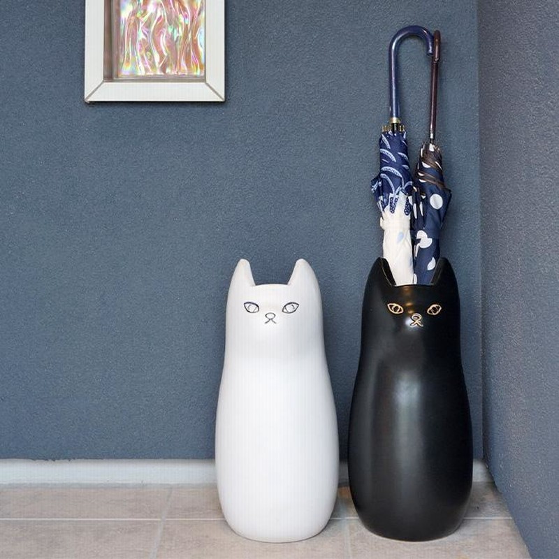 傘スタンド 傘立て 陶器 猫 かさ立て 傘立 傘たて おしゃれ 白