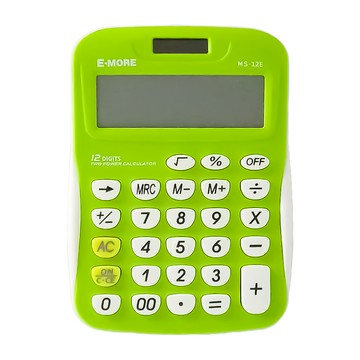 E-MORE MS-12E 12位數 雙電源 計算機 塑膠按鍵 超大字幕  綠色  1個