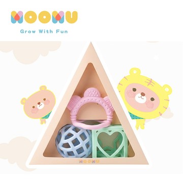 MOOMU 馬卡龍香草軟積木 感官遊戲球 固齒器三件組 嬰幼兒玩具 感統玩具