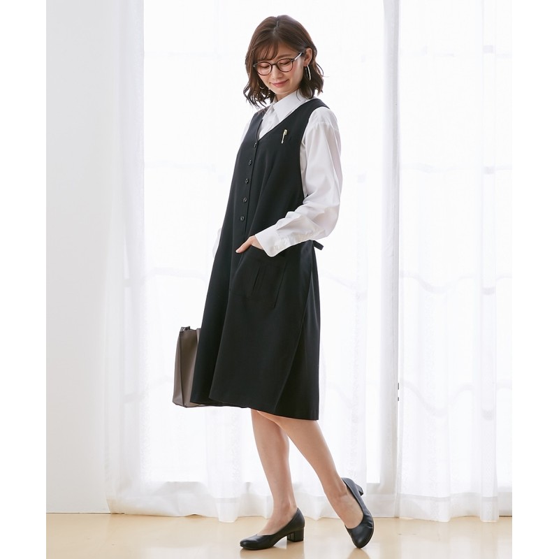 産前・産後】オフィス・事務服ラップワンピース(9号)(黒) (マタニティ事務服・スーツ/事務服・ベストスーツ・制服) 通販  LINEポイント最大1.0%GET LINEショッピング