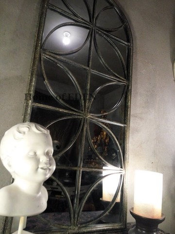 【EDEN】Vintage復古懷舊意大利仿古鐵藝拱形頂壁掛裝飾鏡子&壁飾1入