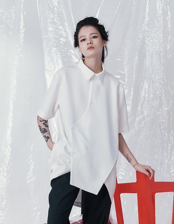 解構廚師服多層次襯衫