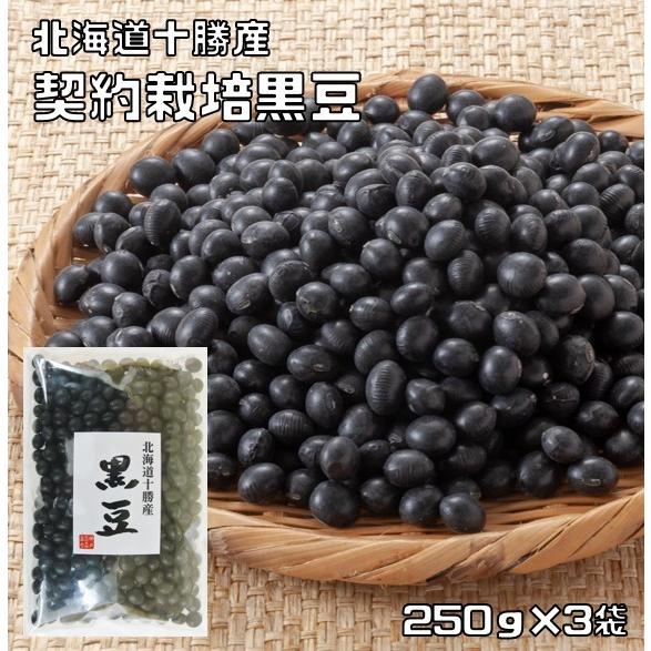 黒豆 250g×3袋 豆力 契約栽培 メール便 北海道 十勝産 黒大豆 くろまめ くろだいず 国産 乾燥豆 国内産 豆類 乾燥大豆 生豆