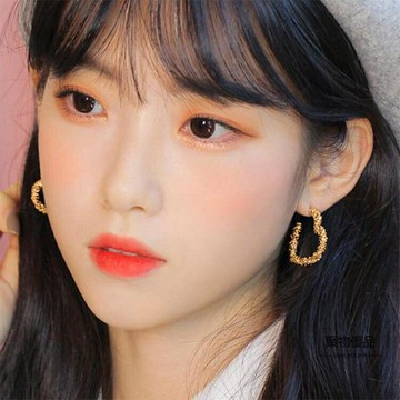 粗糙耳圈女金屬圓圈耳飾耳環銀針【聚物優品】