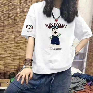 台灣现貨 100%純棉 夏天上衣 女生短袖 短袖上衣 韓版潮T 女生上衣 T恤女 卡通可愛上衣 短袖女 百搭上衣 上衣女