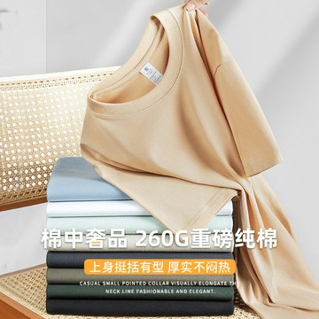 【高端260g重磅純棉】T恤短袖男士2025夏季美式寬松純色舒適體恤