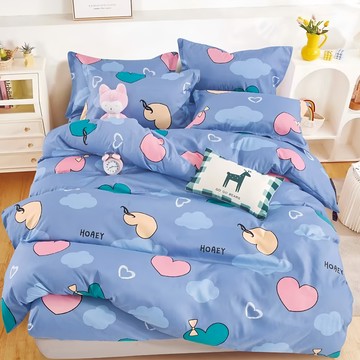 MIT 舒柔棉 薄被套  180 x 210cm  愛心寶貝 藍色
