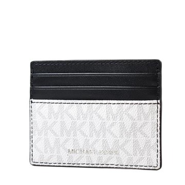 MICHAEL KORS 男款 銀字LOGO防刮皮革名片夾-白色