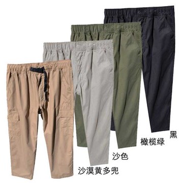 *周道*日本關西滌棉男工裝褲松緊腰抽繩春夏修身休閑褲外貿原單