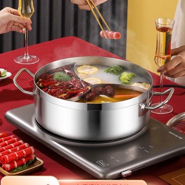 加厚不銹鋼奔馳火鍋鍋具電磁爐專用鍋三味鴛鴦家用涮鍋湯鍋三宮格