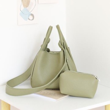 日韓新款可愛荔枝紋水桶包女時尚復古軟皮手提小包百搭單肩斜挎包