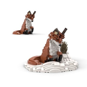 佳磚跨境積木玩具MOC-6404+7587狐貍創意擺件小顆粒益智速賣通