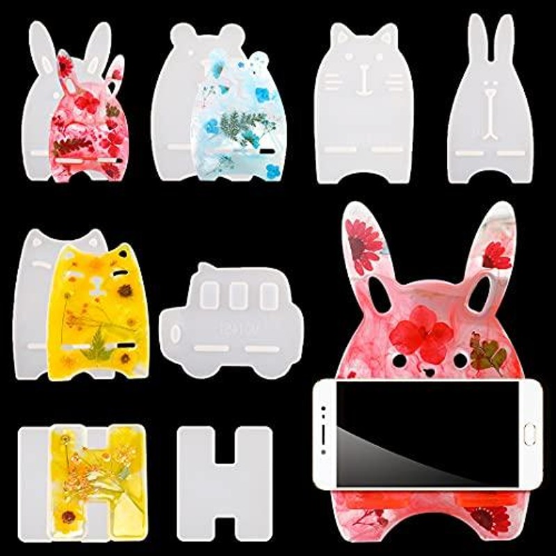 DIYBravo スマホスタンド６セット シリコンモールド 兎 猫 熊 収納し