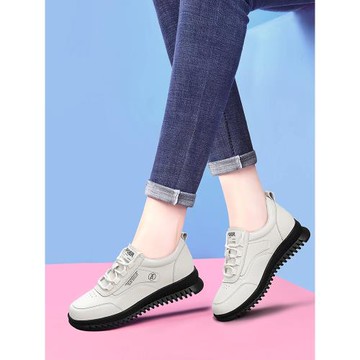 真皮休閑鞋女2025年秋季新款輕便百搭小白鞋舒適防滑不累腳運動鞋