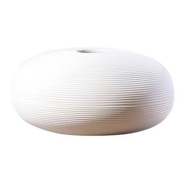 快豹 Clause 北歐簡約螺紋素胚花瓶 螺紋花瓶低瓶 501-4  白色  1個  口徑3cm 直徑14cm 高7cm