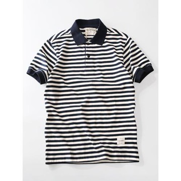 米西小鋪美式復古簡約海軍翻領條紋純棉短袖polo衫上衣打底衫潮男
