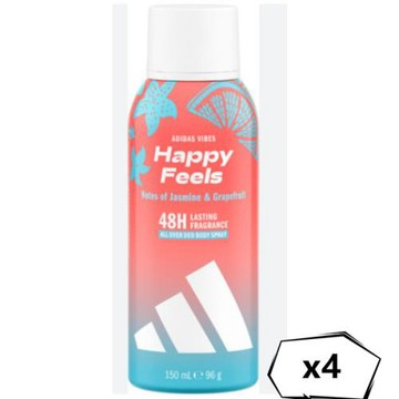 Adidas愛迪達中性體香噴霧-幸福微光150ml*4
